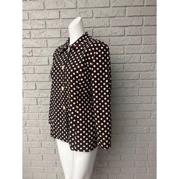 Saville Suit Women Brown/ Cream Polka Dot Blouse Size 10P - Picture 3 of 10